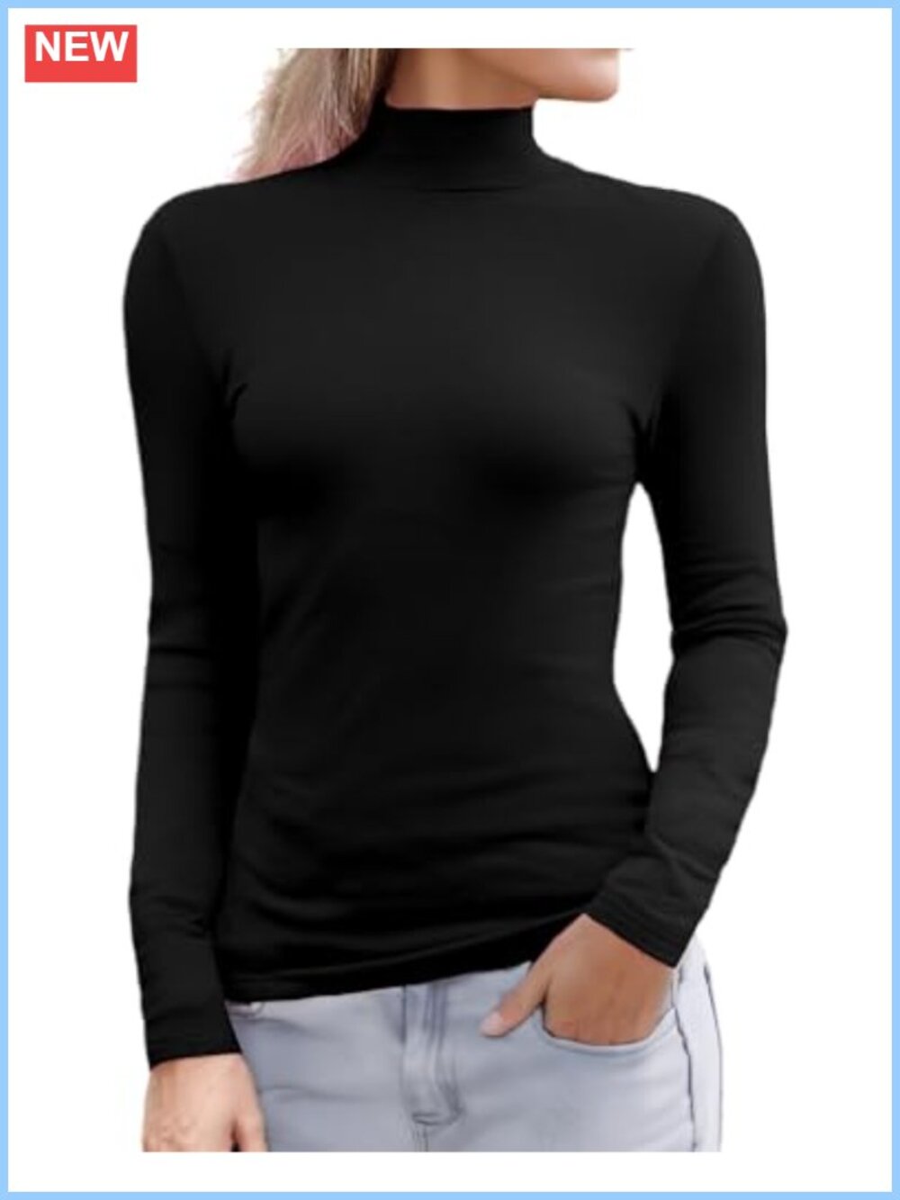 Long Sleeve Mock Turtleneck Slim Fit Base Layer Top